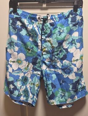 Hugo Boss Blue & Green Floral Swim Shorts